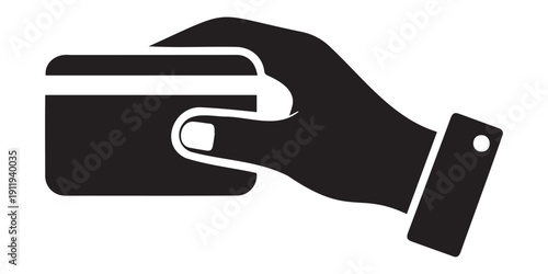 Hand Holding Credit Card for Payment - Modern Icon Graphic Design