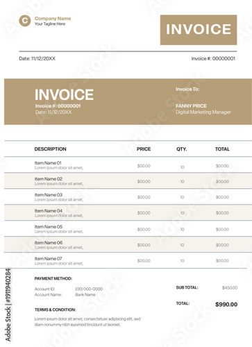 Brown And Black Invoice