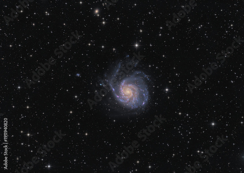 Colorful glowing spiral galaxy