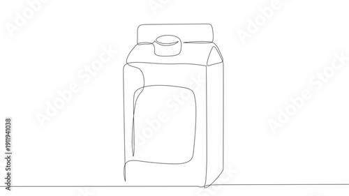Continuous line art drawing of a milk carton box or juice box. Milk and juice pack box in one line drawing illustration.
