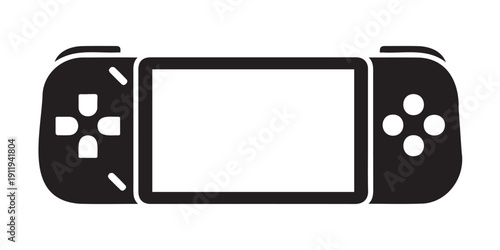 Portable video game console icon, gaming handheld with buttons, screen, and d-pad