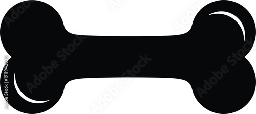 Dog bone vector silhouette icon, black animal treat graphic for pet shop logo, canine snack symbol for veterinary clinic design,