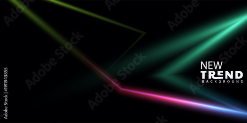 Modern neon light streaks on black background for digital design