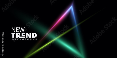 Multicolored light beams on dark background