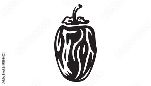 black color Dates fruits of silhouette vector illustration, solid white background