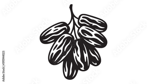 black color Dates fruits set of silhouette vector illustration, solid white background