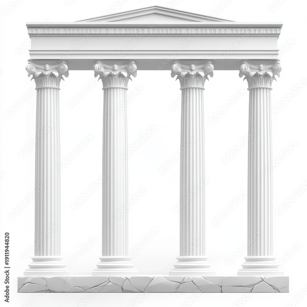 Obraz premium Imposing white classical columns with decorative capitals, symbolizing strength and elegance in architecture.