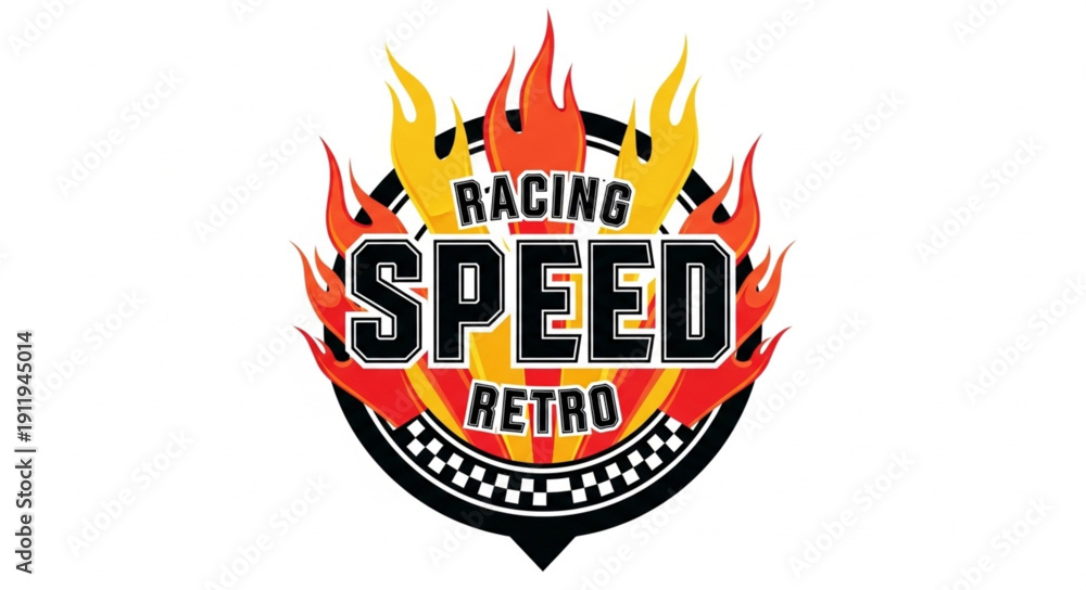 Fototapeta premium Retro Racing Speed Flames Logo Design.