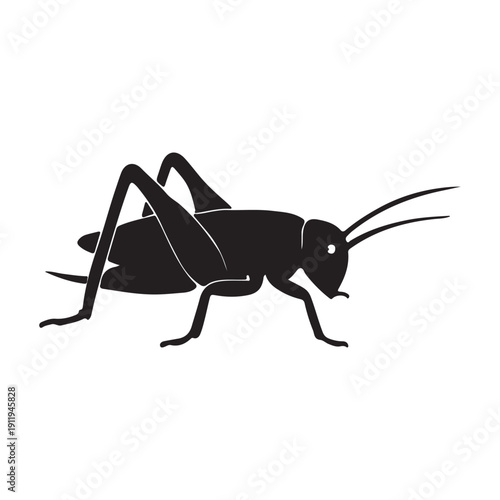 Grasshopper Silhouette Side View Vector Isolated Insect Illustration