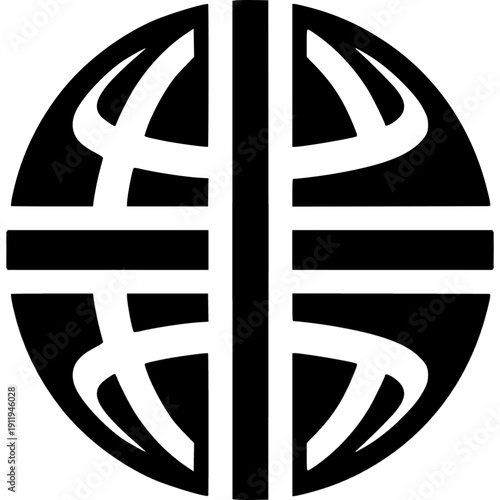 Abstract Globe Symbol: An artistic rendering of a globe icon, stylized with bold lines to represent the interconnectedness of our world, offering a sense of global unity.