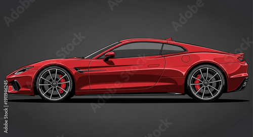Red Sports Car Side View.