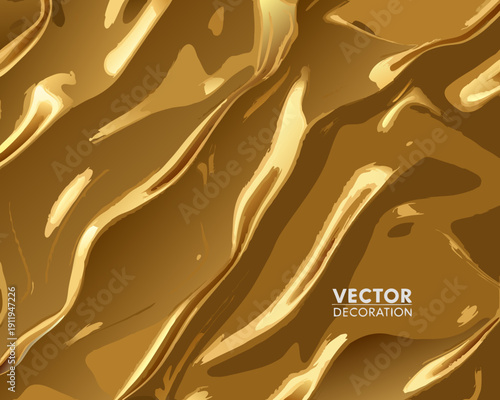 Abstract golden waves and flowing metallic texture background design