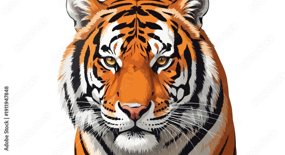 Obraz premium Close-up illustration of a tiger's face with piercing eyes