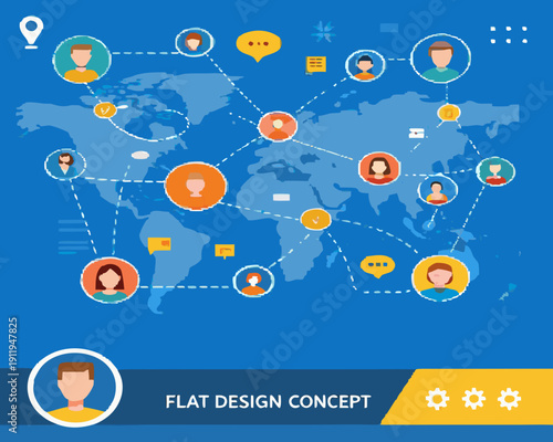 Global network of connected people illustrated with a world map design