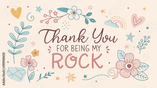 Heartfelt thank you message with flowers and stars