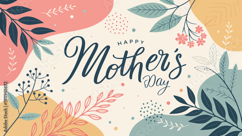 Vibrant Mother's Day greeting with colorful floral designs