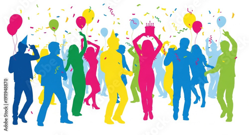 Silhouettes of People Celebrating Party.