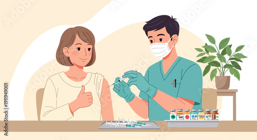 Healthcare professional administering a vaccine to a patient.