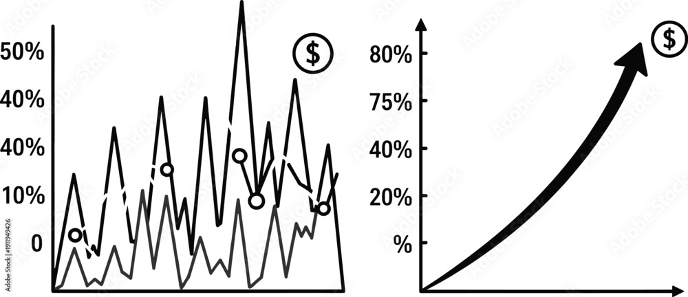 Obraz premium Stock market growth chart with upward trend and financial data analysis