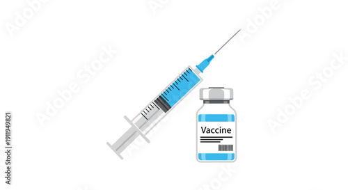 Syringe and Vaccine Bottle Medical Injection Equipment.