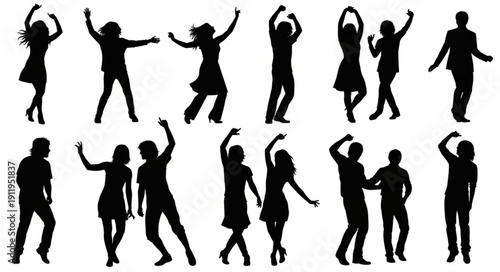 Silhouettes of People Dancing Freely.