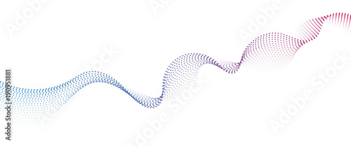 Flowing Dot Wave halftone gradient pattern on transparent background