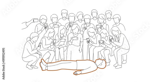 Sketch of People Mourning Deceased Person.
