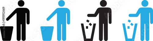 Throw garbage in trash bin icon.