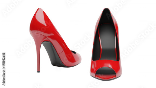 Red heel shoes fashion women's shoes isolated on a transparent background