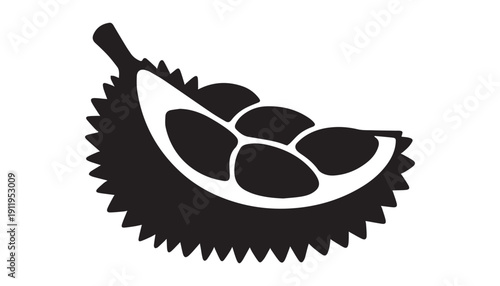 black color Durian fruits of silhouette vector illustration, solid white background