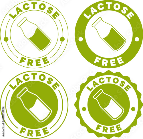 Badges showing green designs that indicate lactose free products