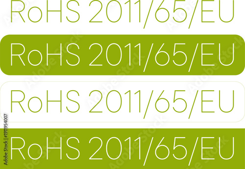 Green RoHS EU compliance labels in solid and rounded styles for product labeling purposes