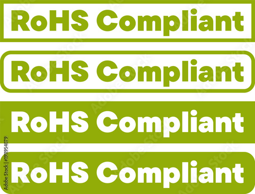 Labels for RoHS compliance in rectangular and rounded styles in different designs