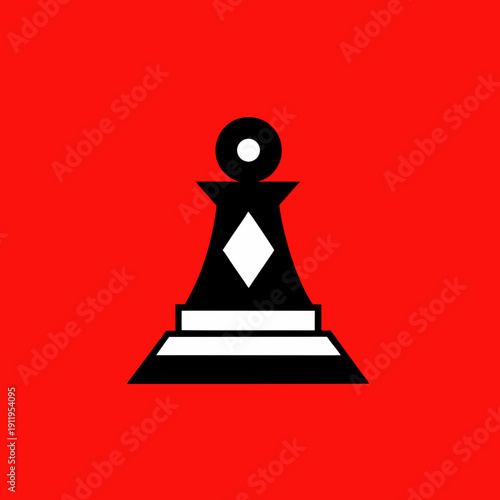 Schachfigur mit rotem Hintergrund