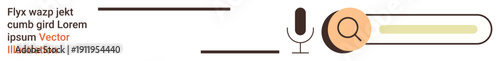 Online search, voice input, technology, user interaction, web navigation, digital tools. A search bar with a microphone icon and magnifying glass. Online search and voice input concepts