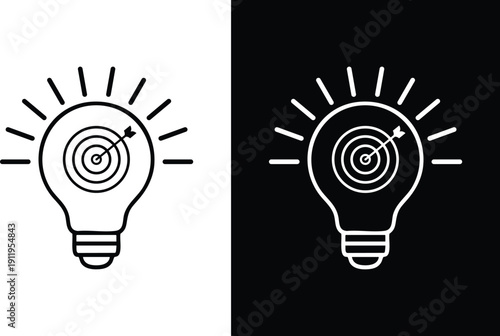 Lightbulb with Target and Arrow line icon Vector Illustration