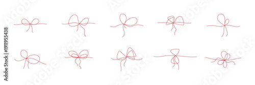 Bow Ribbon Icon Set – Gift Bow Knot, Decorative Ribbon Tie Silhouette Vector Collection for Present, Celebration and Packaging Design