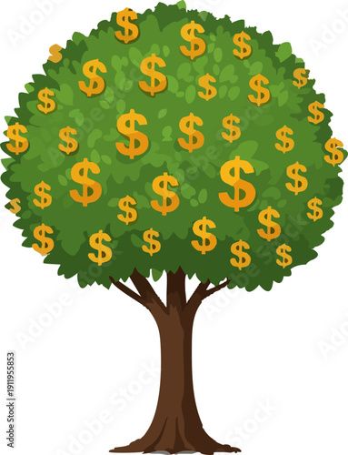 Money tree concept symbolizing abundance wealth and financial investment growth