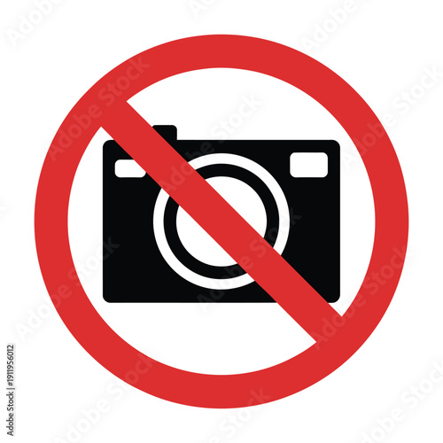 No photography allowed sign vector illustration flat design isolated on red circle