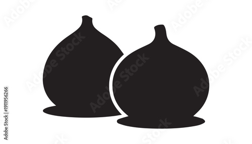 black color Figs fruits set of silhouette vector illustration, solid white background
