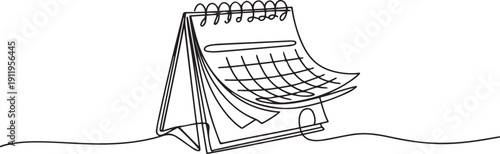 Loose-leaf calendar continuous line drawing. one line Art icon drawing
