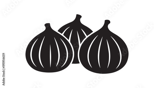 black color Figs fruits set of silhouette vector illustration, solid white background