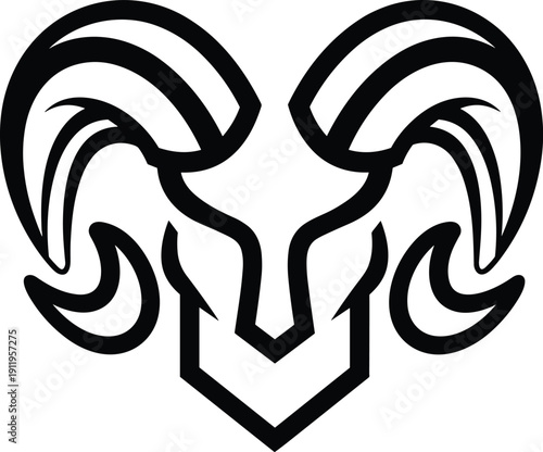 Black tribal ram head silhouette vector illustration design