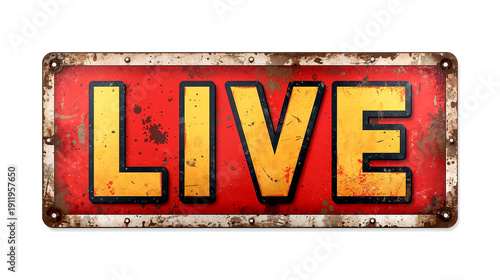 Vintage Live metal sign isolated on white
