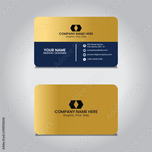  Dark blue and golden luxury premium business card design template. premium visiting card design.