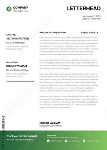 Gradient Green And Black Letterhead