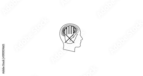 Stress prevention icon. Psychology and brain health outline symbol