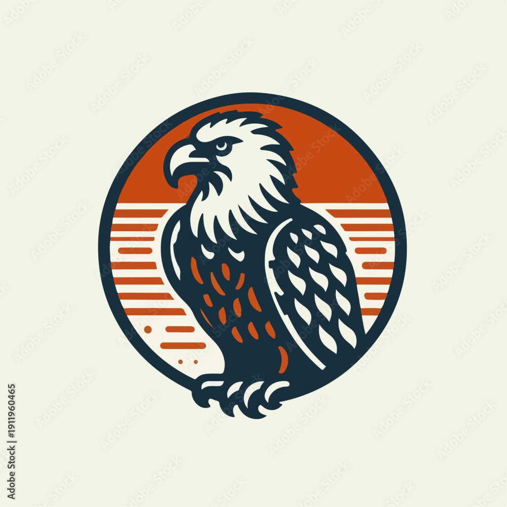 Fototapeta premium Vector illustration of a mighty eagle flapping its wings