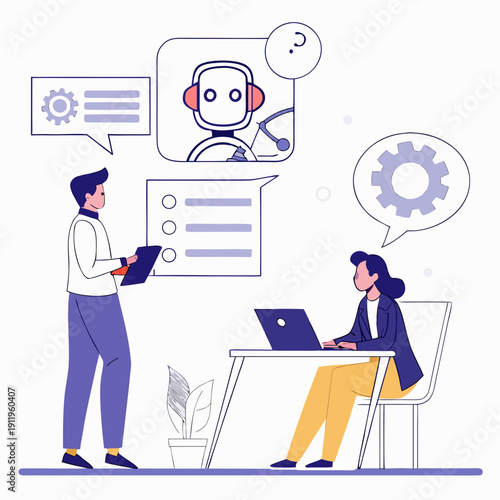 business man with laptop. AI technology, AI chatbots communicate and answer questions with business people, artificial intelligence solves problems