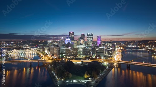 Wallpaper Mural Pittsburgh, Pennsylvania, USA skyline over the three rivers at blue hour Torontodigital.ca